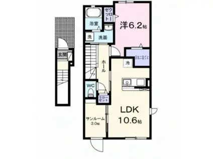 メゾンヒカリ(1LDK/2階)の間取り写真