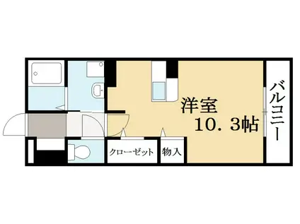 グランドゥール小倉(ワンルーム/2階)の間取り写真