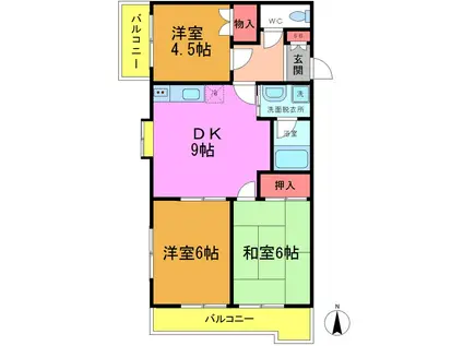 パレドール和弘2(3DK/3階)の間取り写真