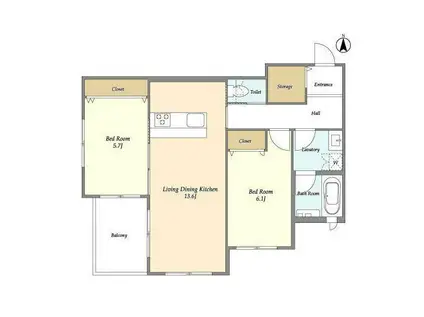 アドラブール2(2LDK/2階)の間取り写真