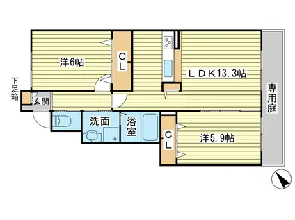 シャーメゾン六百目(2LDK/1階)の間取り写真