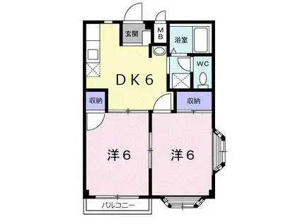 サンヒルズ(2DK/2階)の間取り写真