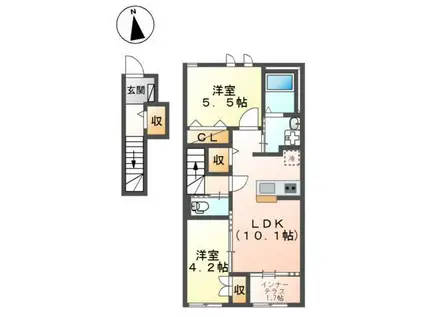 しらさぎ2丁目アパート(2LDK/2階)の間取り写真