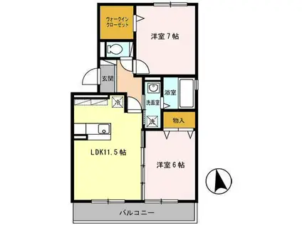 グラン・アンビシオン(2LDK/2階)の間取り写真