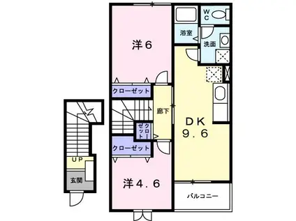 サンパティオ(2DK/2階)の間取り写真