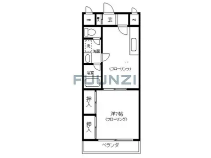 ハイグレードK(1DK/1階)の間取り写真