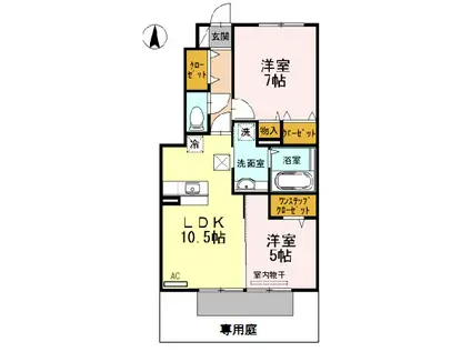 エクレラージュ II(2LDK/1階)の間取り写真