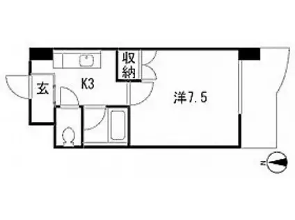 ロイヤル山口II(1K/5階)の間取り写真