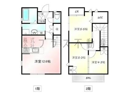 ラ・グランジュール弐番館(3LDK/1階)の間取り写真