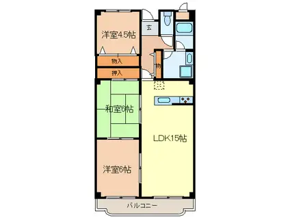 新栄プロパティー泉佐野(3LDK/5階)の間取り写真