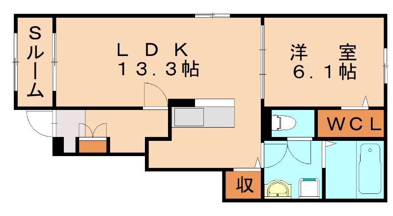ハウスティア 周船寺(1LDK/1階)の間取り写真