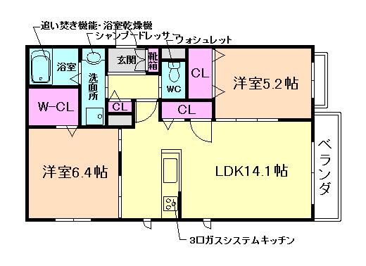 モンターニュアゼリア(2LDK/1階)の間取り写真