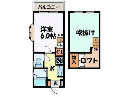 大越ハイツ(1K/1階)の間取り写真