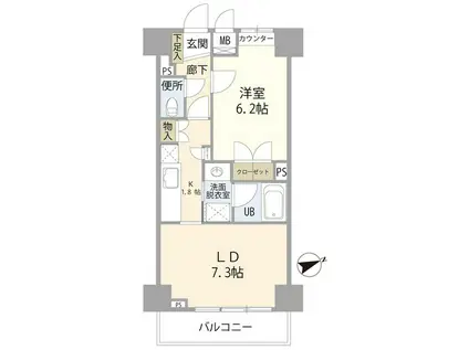 アルカンシエル横浜山下公園(1LDK/5階)の間取り写真