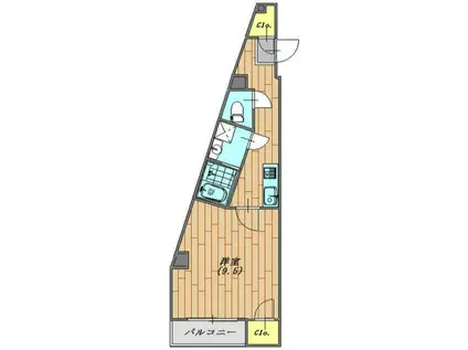 ヴィラ・フィオーレ(1K/2階)の間取り写真