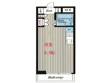 グランベーネ(ワンルーム/1階)の間取り写真