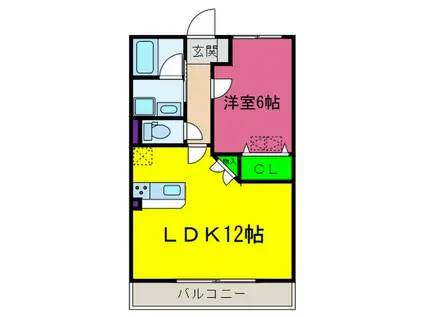 アルビオン(1LDK/1階)の間取り写真