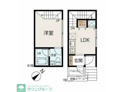 ルナ サテラート(1DK/1階)の間取り写真