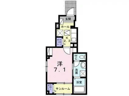 メゾン・ボヌール III(1K/1階)の間取り写真