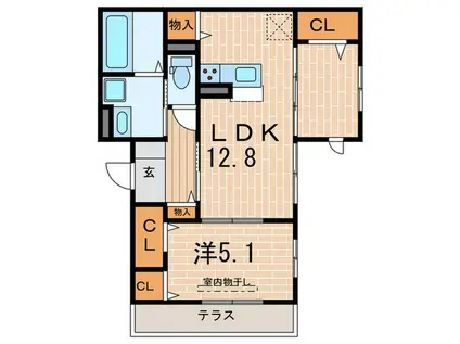 コンフォール甲子園口4丁目(1LDK/1階)の間取り写真