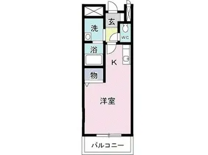 メーディオ・R(1K/1階)の間取り写真