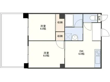 セカンドアベニュー(2DK/6階)の間取り写真