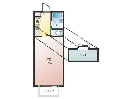 グランド・トライン3号館(1K/2階)の間取り写真