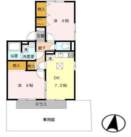 コンフォート春日(2DK/2階)の間取り写真