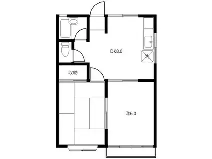 グーテスハウス(2DK/2階)の間取り写真