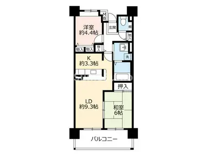 UR西宮マリナパークシティ丘のある街 1号棟(2LDK/2階)の間取り写真