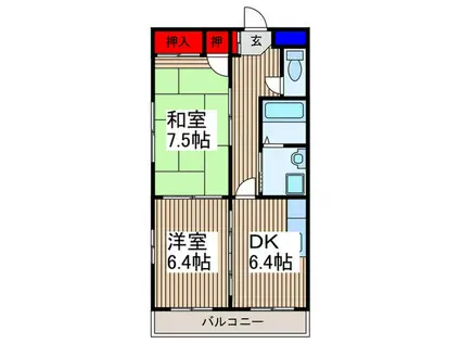 第11昭栄マンション(2DK/4階)の間取り写真