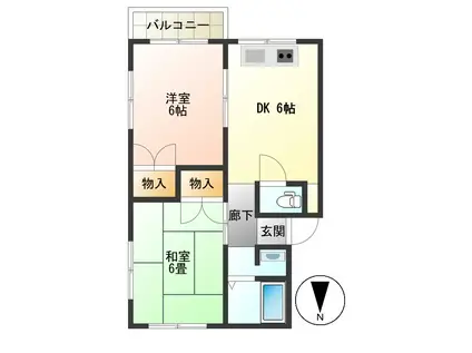 サンワイルド(2DK/2階)の間取り写真