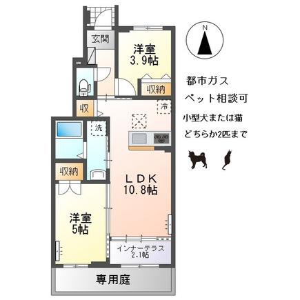 ドルチェ・ヴィータ(2LDK/1階)の間取り写真