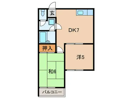 ロイヤルメゾン塚口V(2DK/4階)の間取り写真