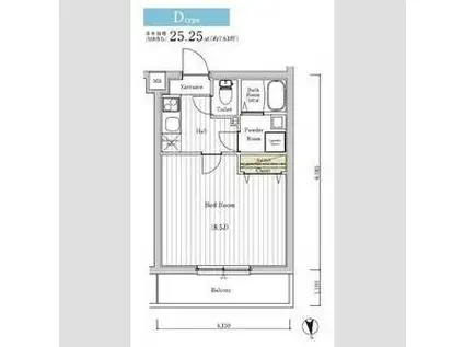 MAXIV八王子サウス(1K/2階)の間取り写真