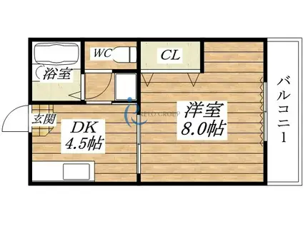 コスモハイツ(1DK/1階)の間取り写真