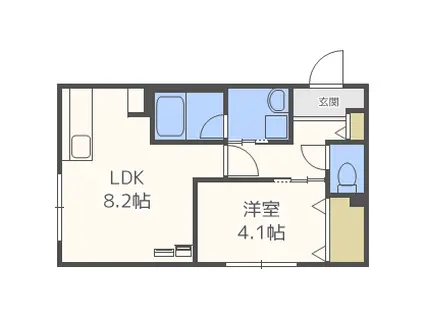 VIA LATTEA本通(1LDK/3階)の間取り写真