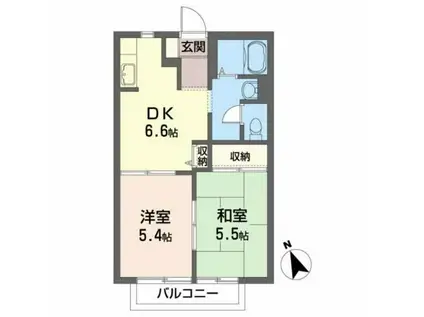 ラークヒルズ C(2DK/2階)の間取り写真