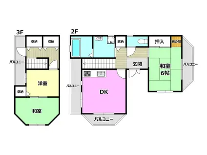 レインボーハイム(3DK/2階)の間取り写真