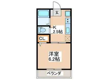 セントラルヒルズA(1K/2階)の間取り写真