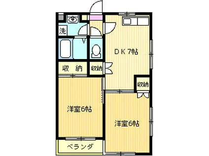 サンライフモーレアII(2DK/3階)の間取り写真