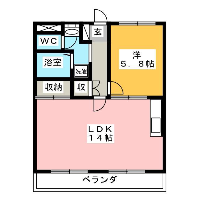 エクセルハイム10(1LDK/2階)の間取り写真