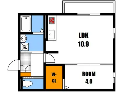 リヴェールC(1LDK/1階)の間取り写真