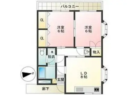 ロングエイトII(2DK/5階)の間取り写真