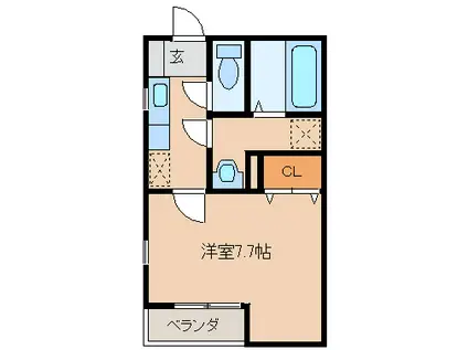 プライマリー津福駅前(1K/2階)の間取り写真