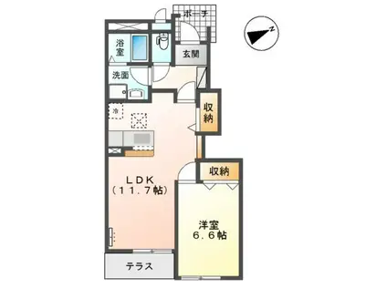 ビレッジフィールド(1LDK/1階)の間取り写真