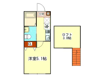 ＪＲ横須賀線 保土ケ谷駅 徒歩5分 2階建 築3年(1K/2階)の間取り写真