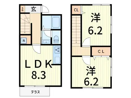 ハレルアナ(2LDK/2階)の間取り写真