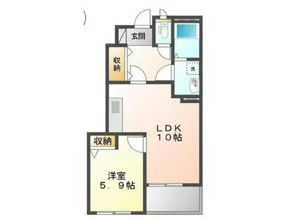 グランデ エスポワール(1LDK/1階)の間取り写真