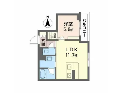 ユーグレイス東島田(1LDK/4階)の間取り写真